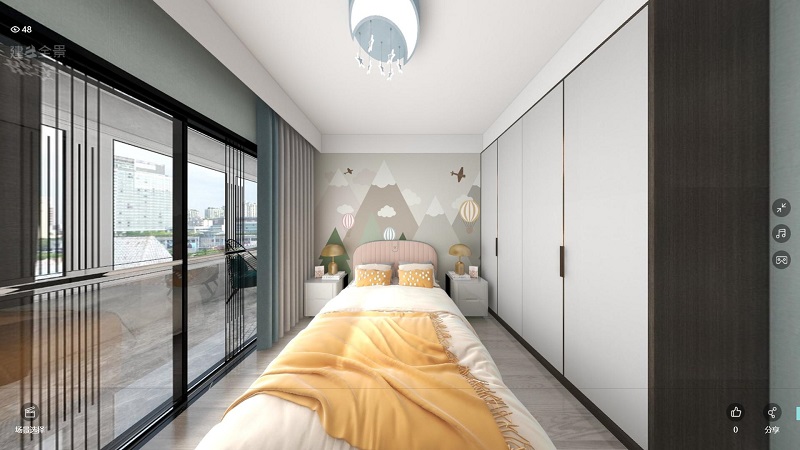 龍湖九里晴川-現(xiàn)代簡約-臥室設(shè)計效果圖